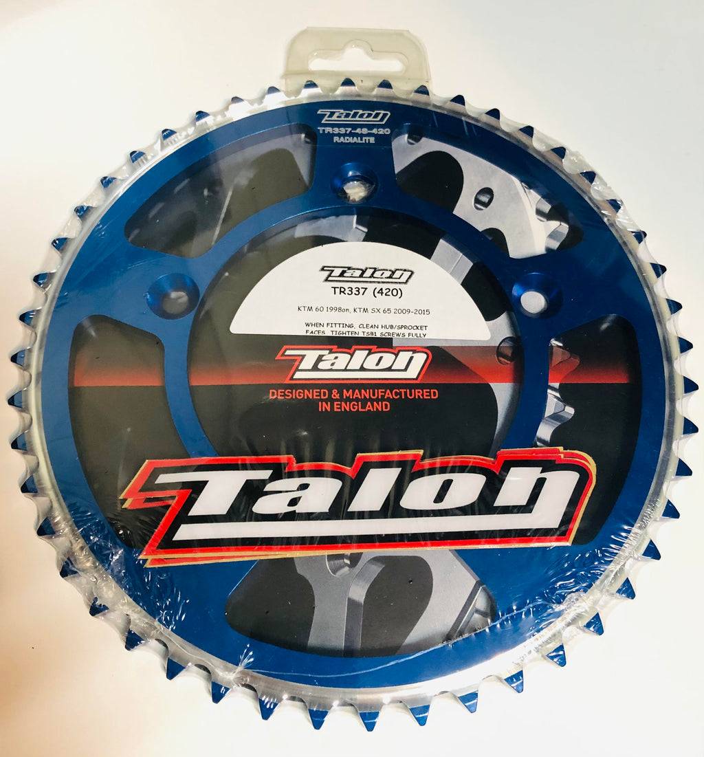 KTM 60/ 65SX 98-15 Talon Radialite Rear Sprocket Blue  420 Pitch  TR337RL-B